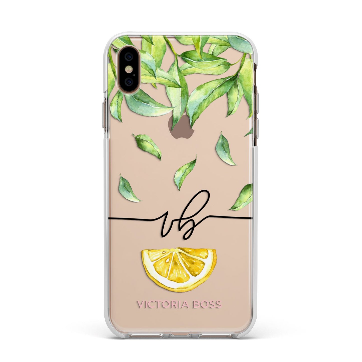 Personalised Lemon Wedge Apple iPhone Xs Max Impact Case White Edge on Gold Phone