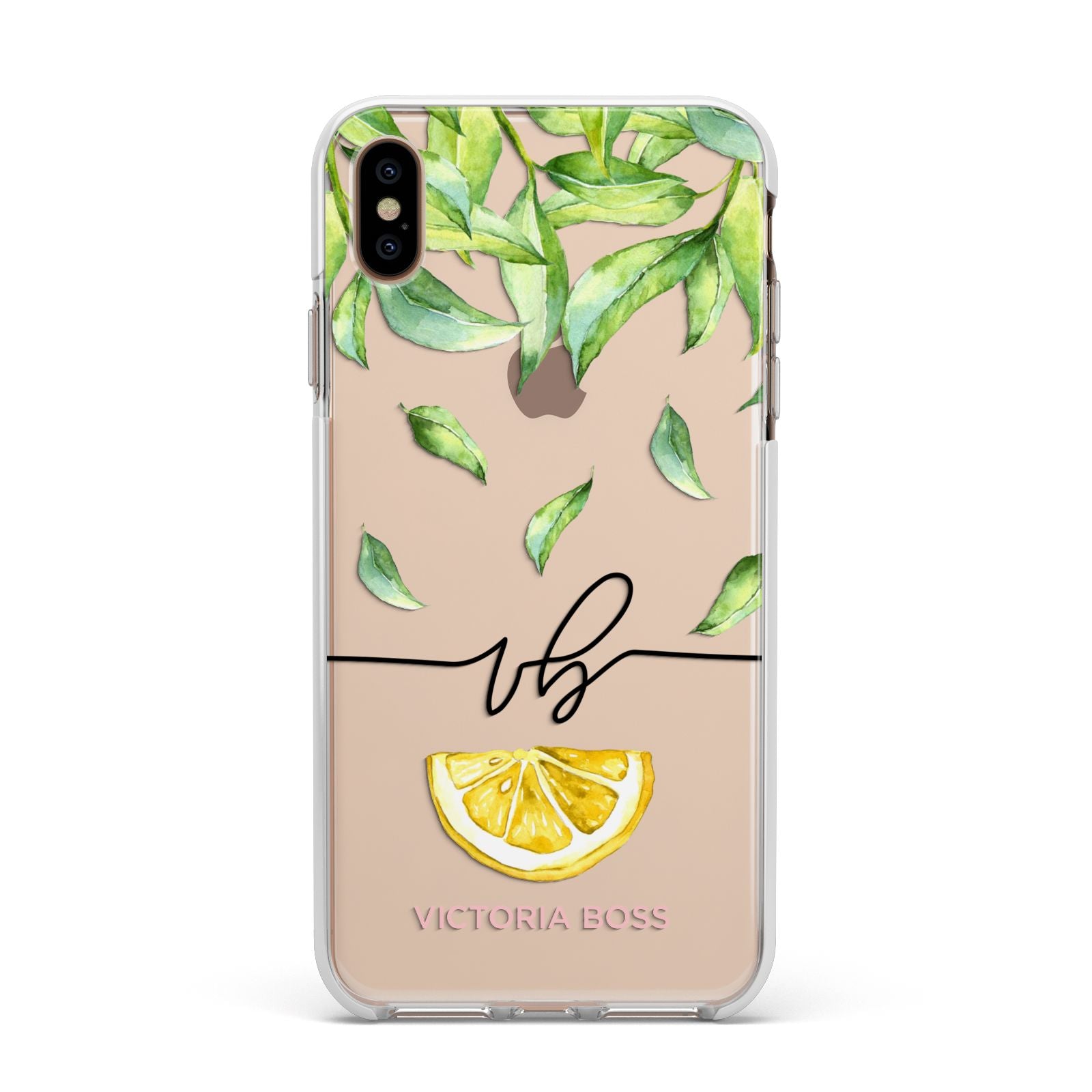 Personalised Lemon Wedge Apple iPhone Xs Max Impact Case White Edge on Gold Phone