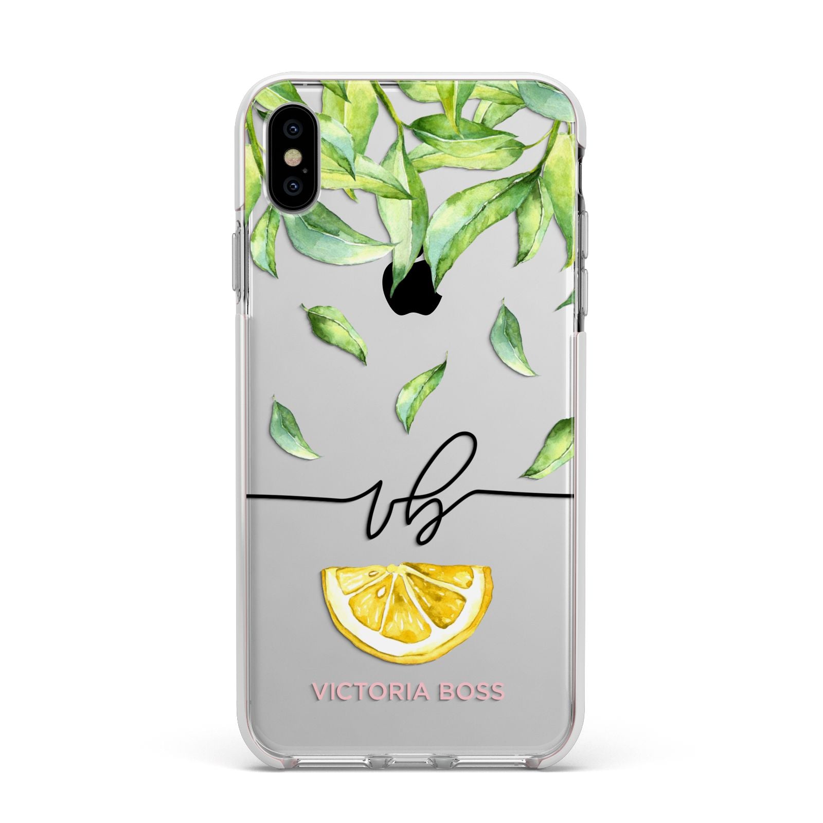 Personalised Lemon Wedge Apple iPhone Xs Max Impact Case White Edge on Silver Phone