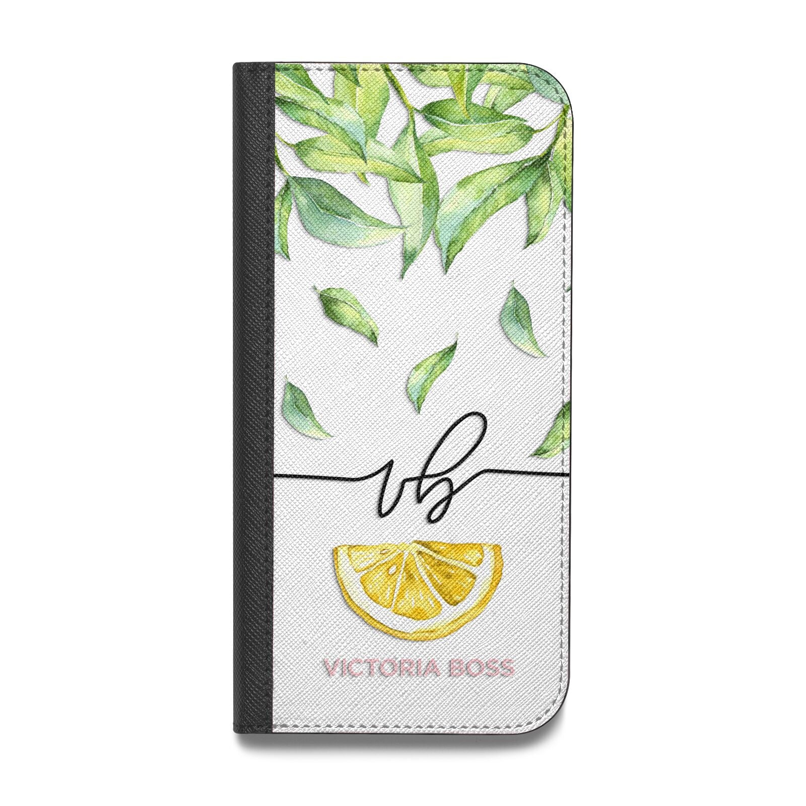 Personalised Lemon Wedge Vegan Leather Flip Samsung Case