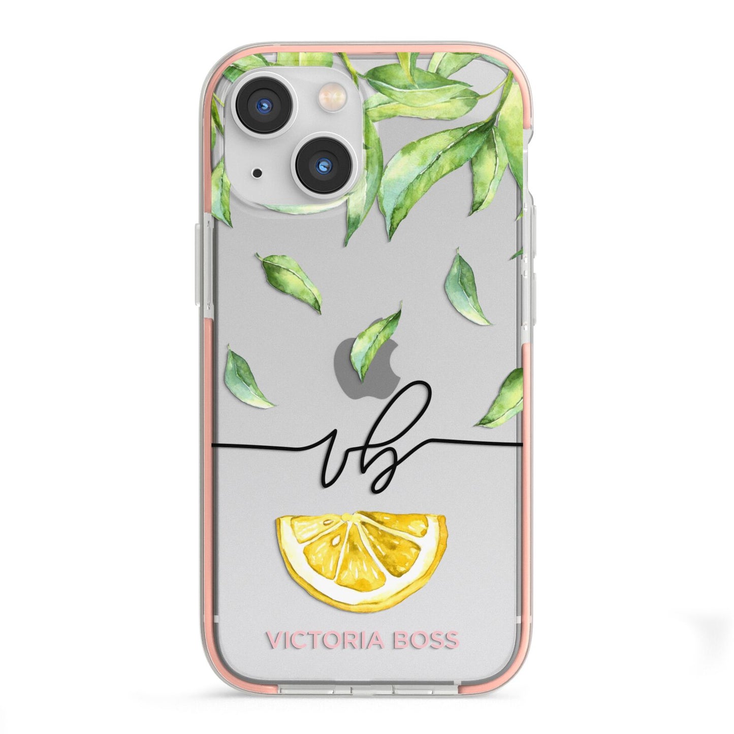 Personalised Lemon Wedge iPhone 13 Mini TPU Impact Case with Pink Edges