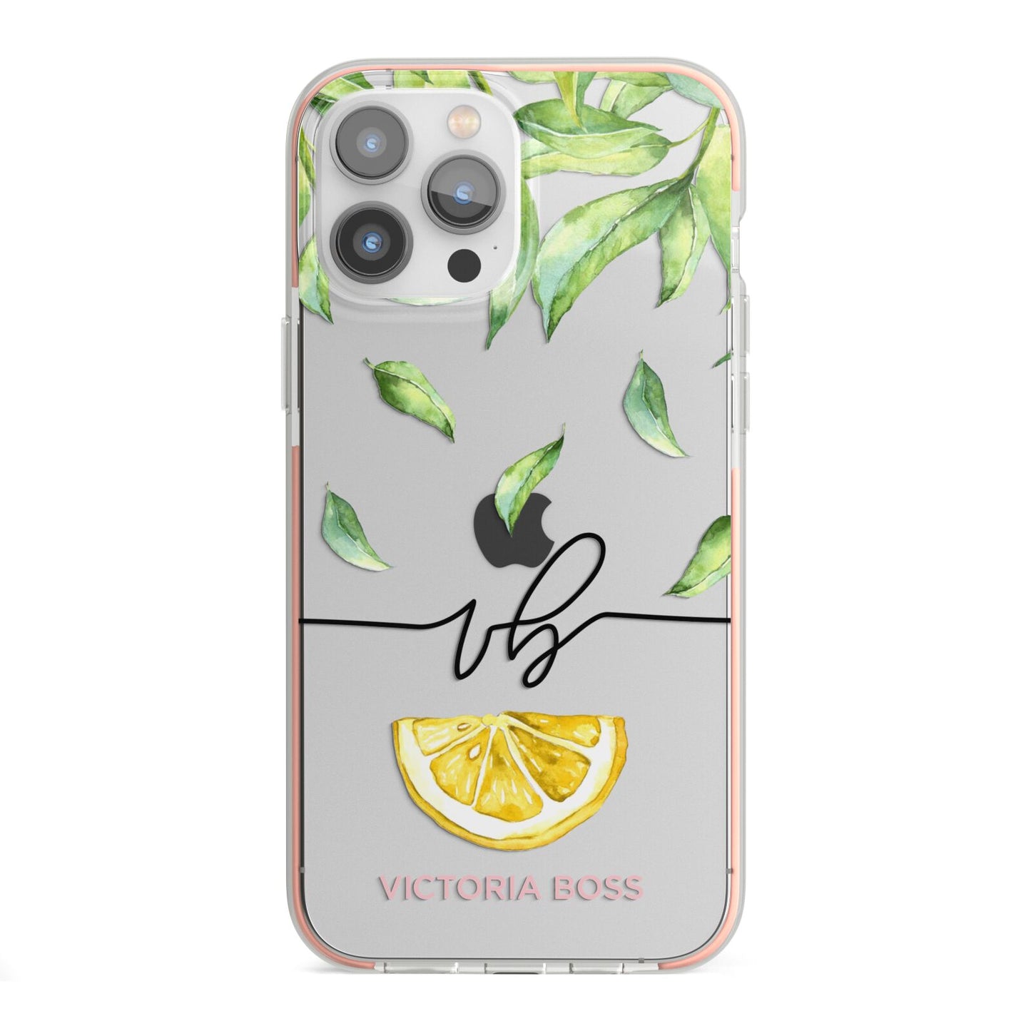 Personalised Lemon Wedge iPhone 13 Pro Max TPU Impact Case with Pink Edges