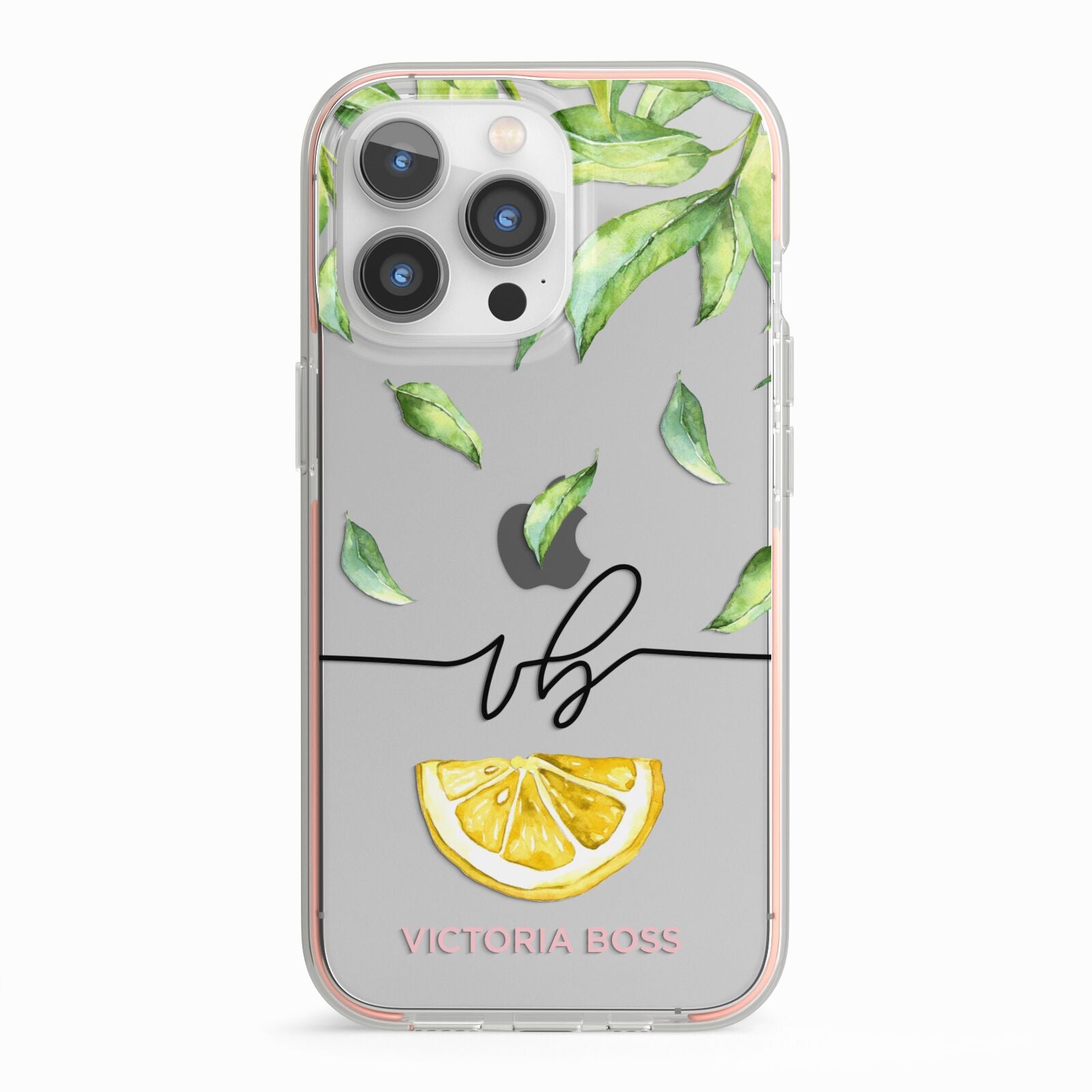 Personalised Lemon Wedge iPhone 13 Pro TPU Impact Case with Pink Edges
