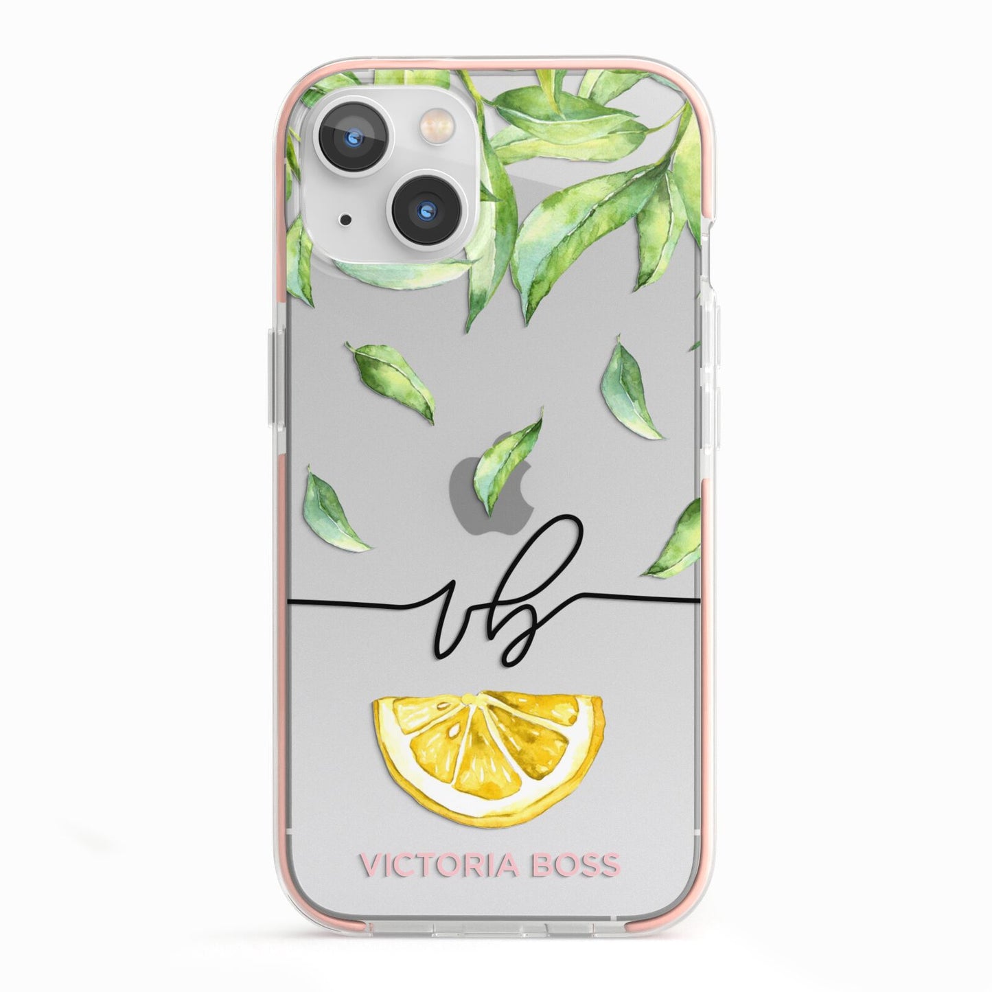 Personalised Lemon Wedge iPhone 13 TPU Impact Case with Pink Edges