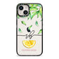 Personalised Lemon Wedge iPhone 14 Black Impact Case on Silver phone