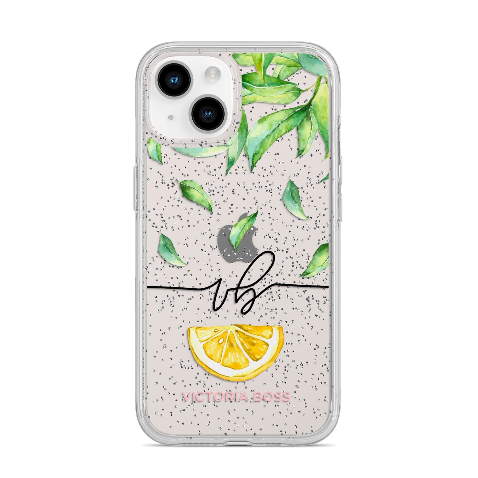 Personalised Lemon Wedge iPhone 14 Glitter Tough Case Starlight