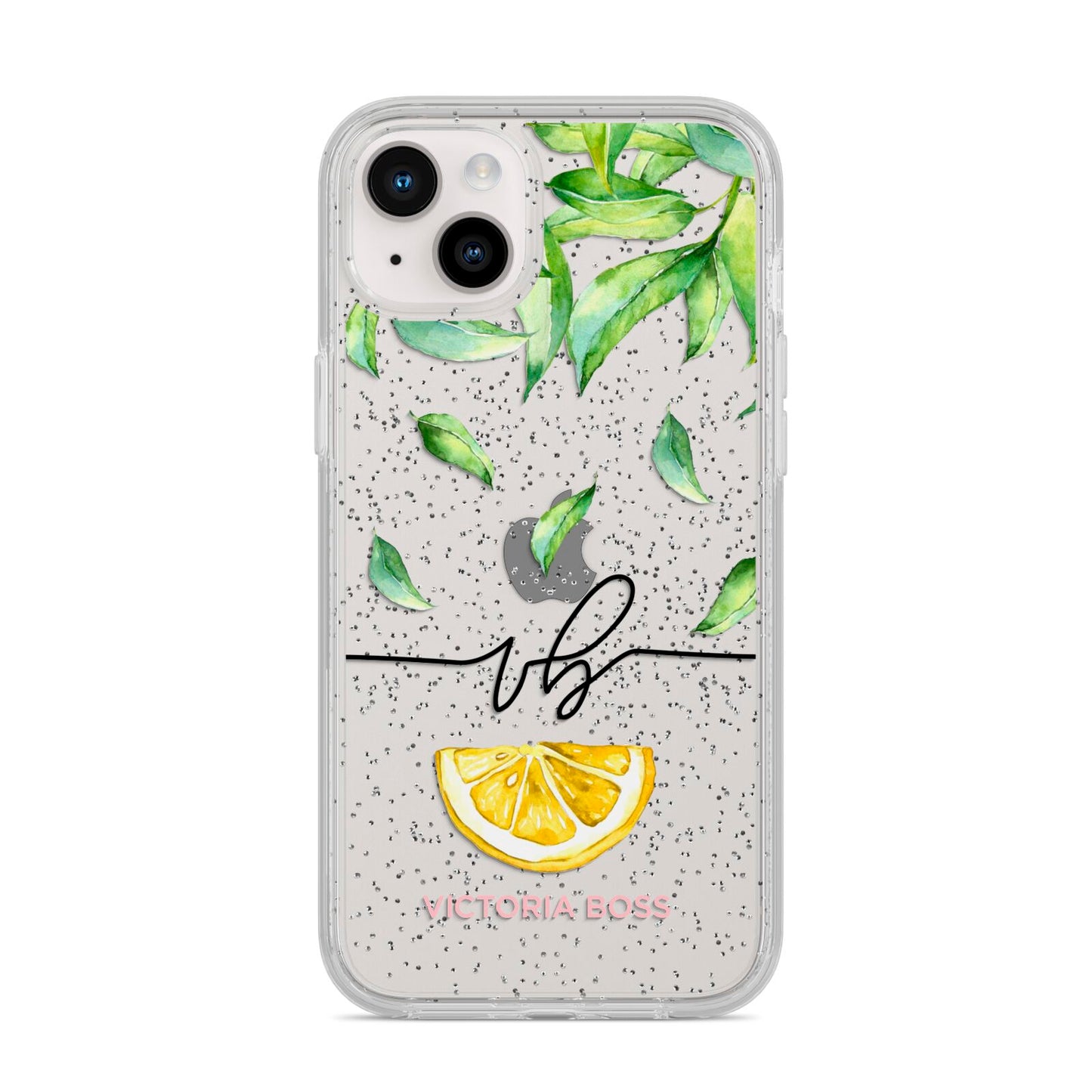 Personalised Lemon Wedge iPhone 14 Plus Glitter Tough Case Starlight
