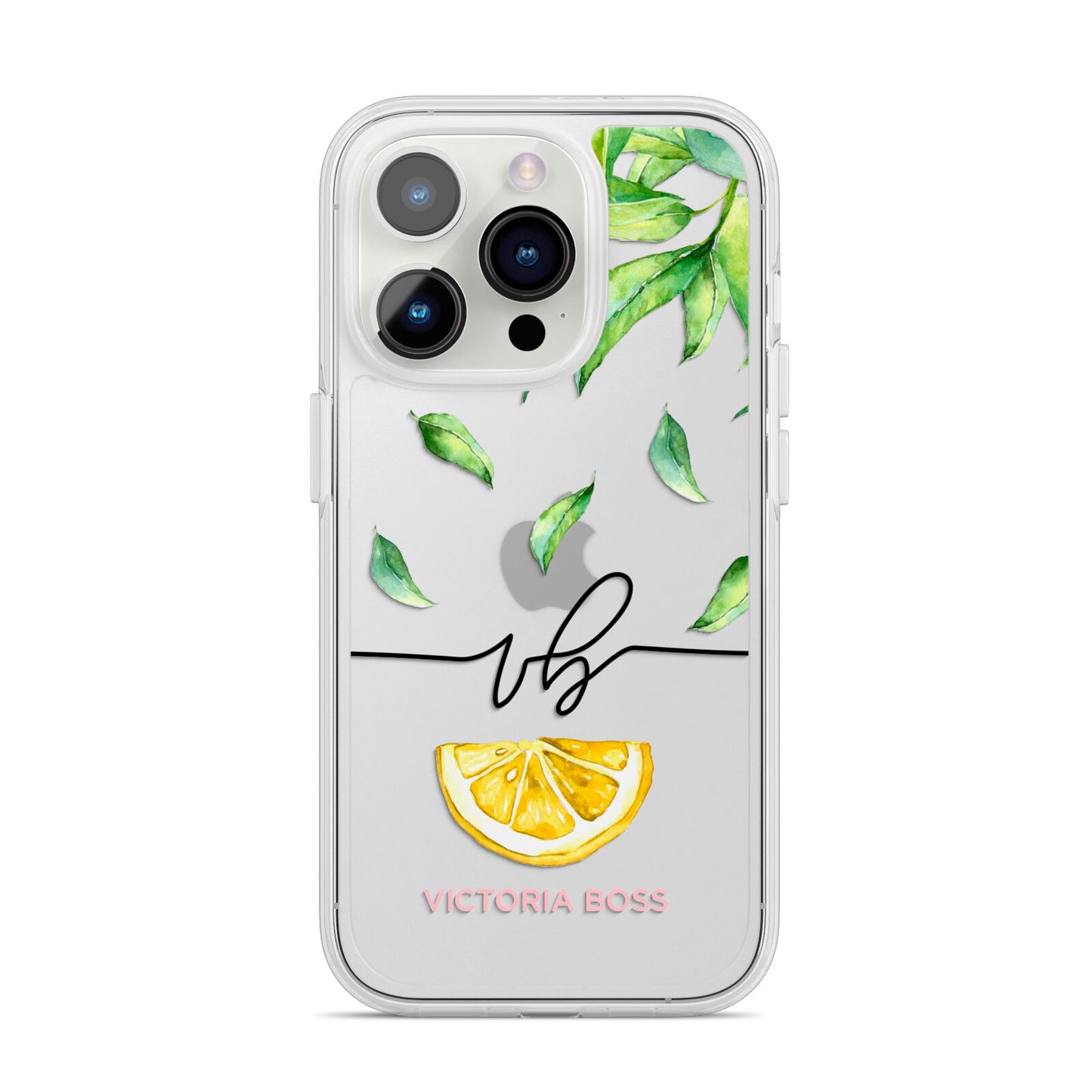 Personalised Lemon Wedge iPhone 14 Pro Clear Tough Case Silver