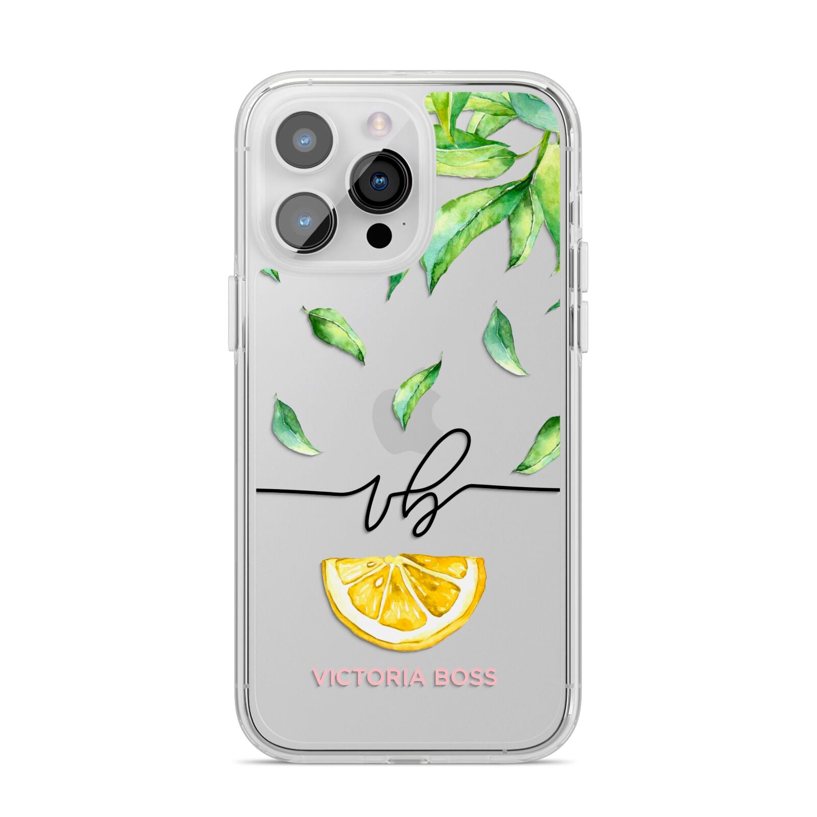 Personalised Lemon Wedge iPhone 14 Pro Max Clear Tough Case Silver