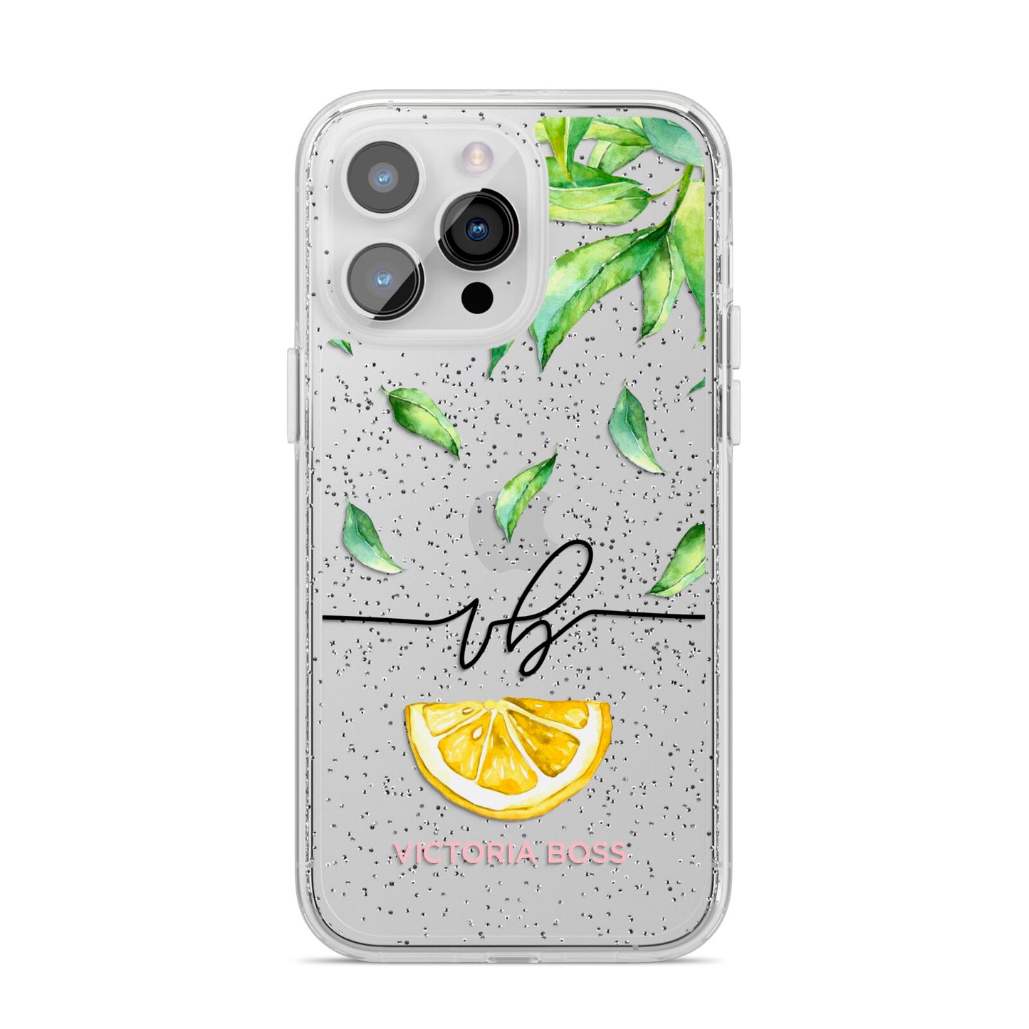 Personalised Lemon Wedge iPhone 14 Pro Max Glitter Tough Case Silver