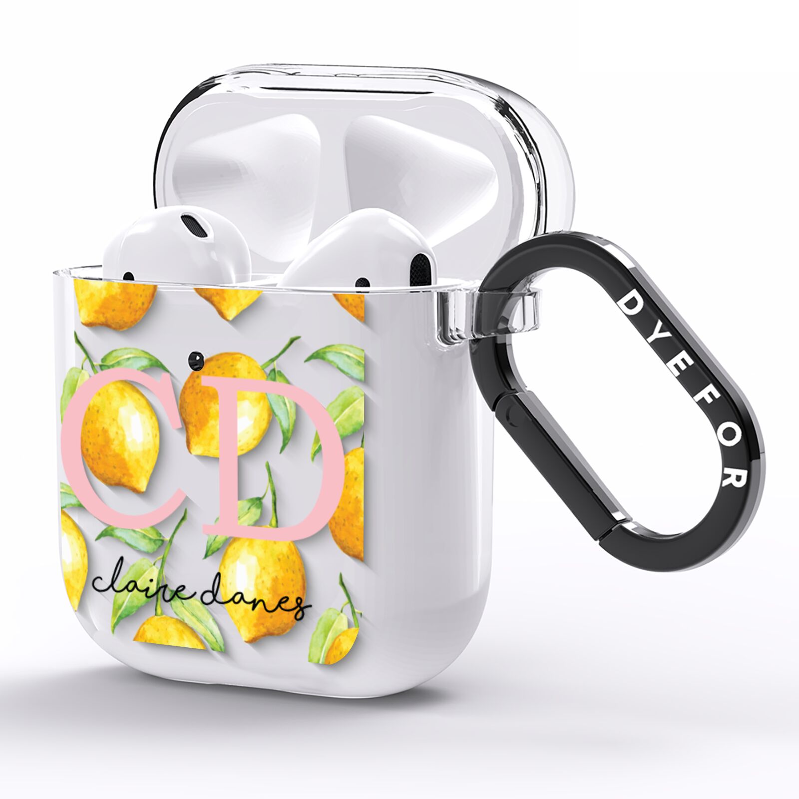 Personalised Lemons AirPods Clear Case Side Image