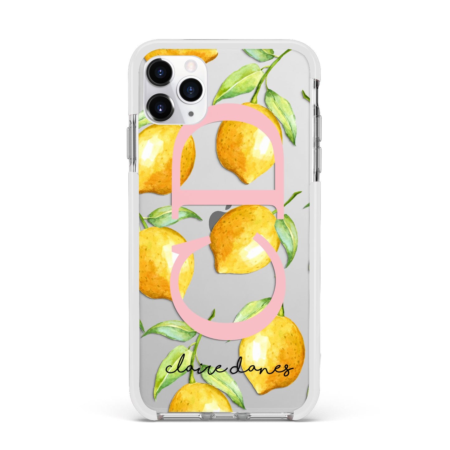 Personalised Lemons Apple iPhone 11 Pro Max in Silver with White Impact Case