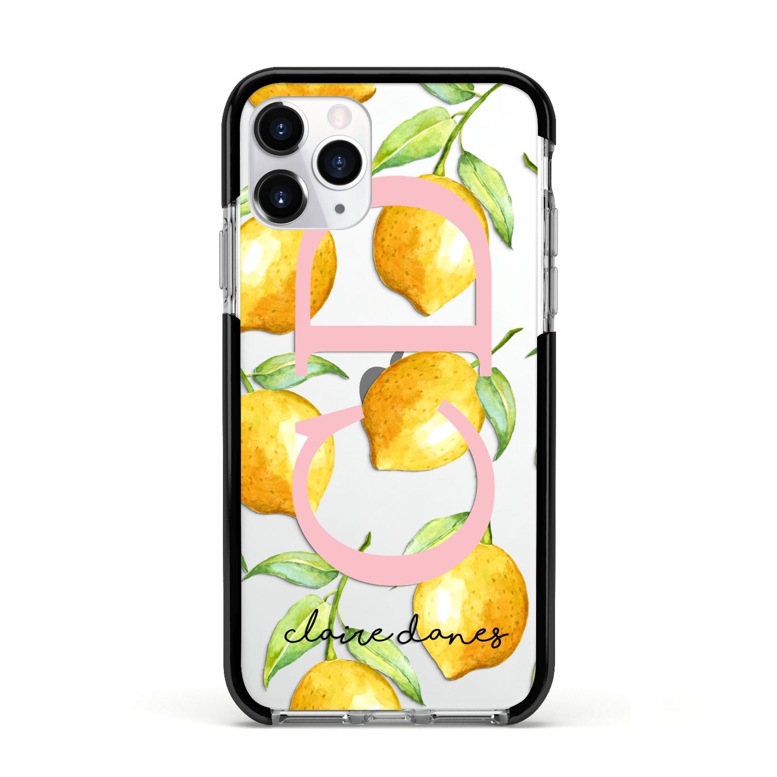 Personalised Lemons Apple iPhone 11 Pro in Silver with Black Impact Case