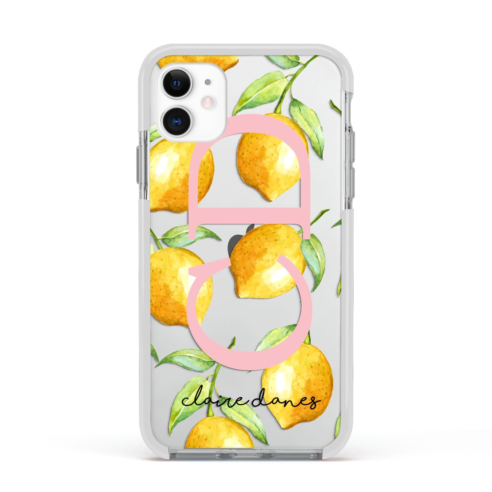 Personalised Lemons Apple iPhone 11 in White with White Impact Case