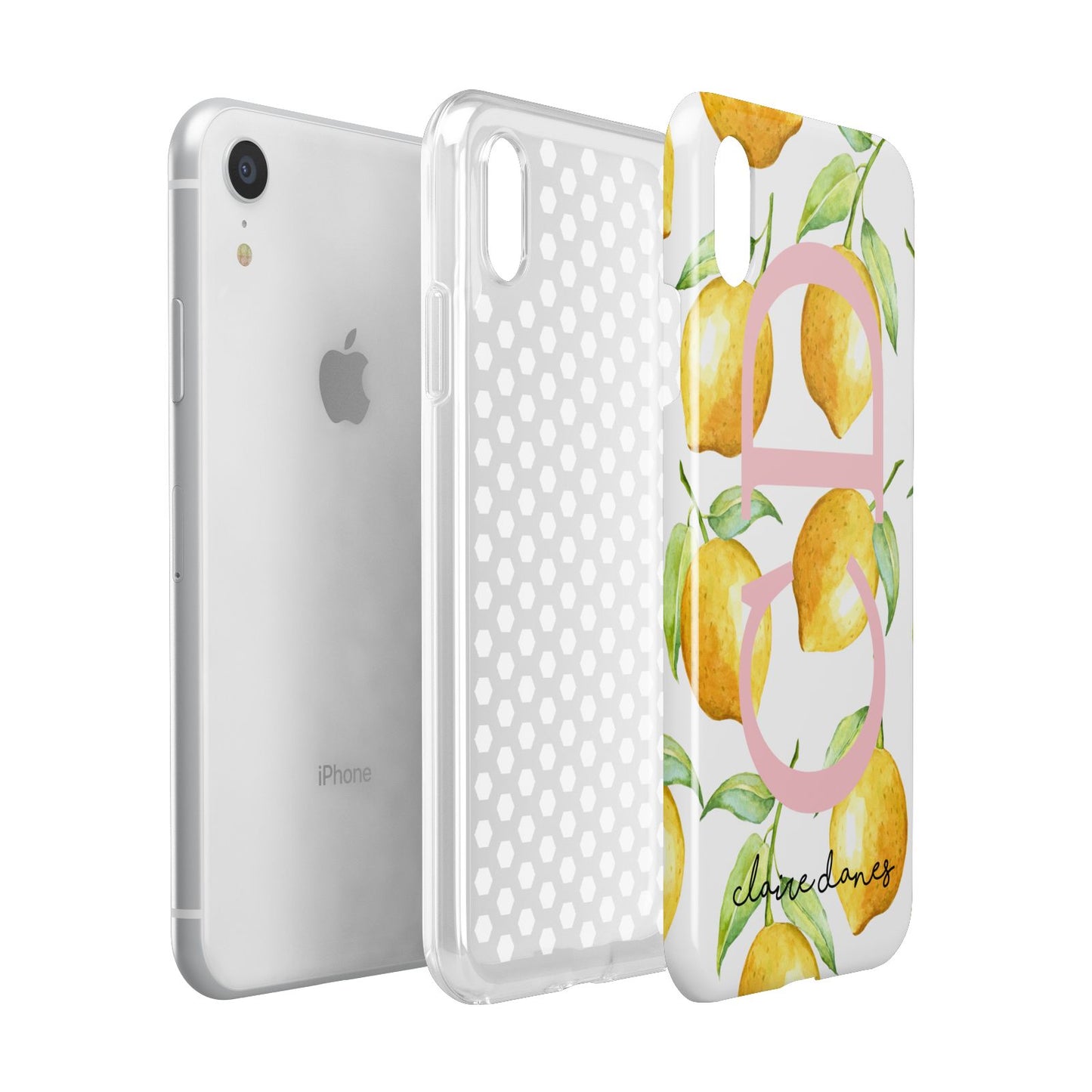 Personalised Lemons Apple iPhone XR White 3D Tough Case Expanded view