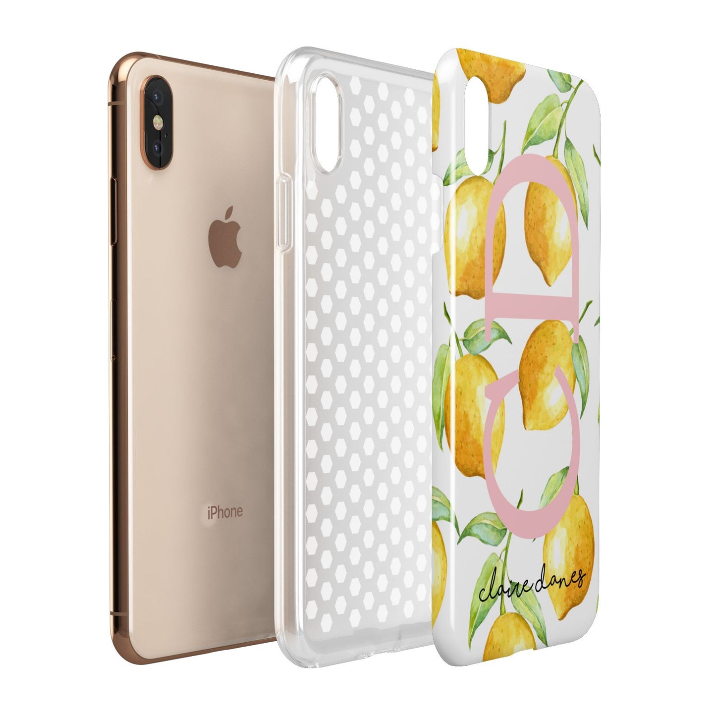 Personalised Lemons Apple iPhone Xs Max 3D Tough Case Expanded View