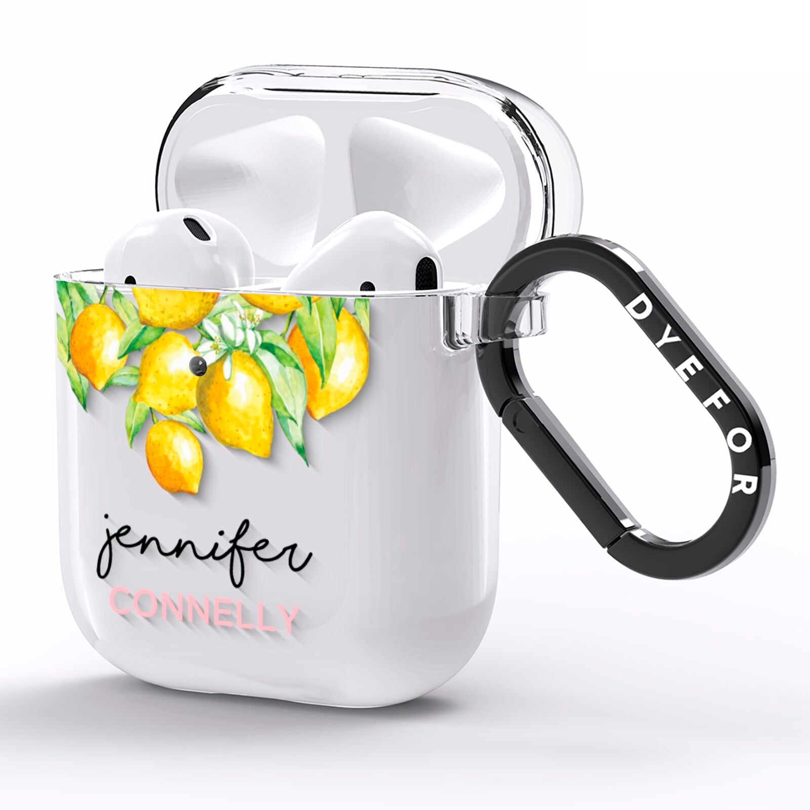 Personalised Lemons Drop AirPods Clear Case Side Image