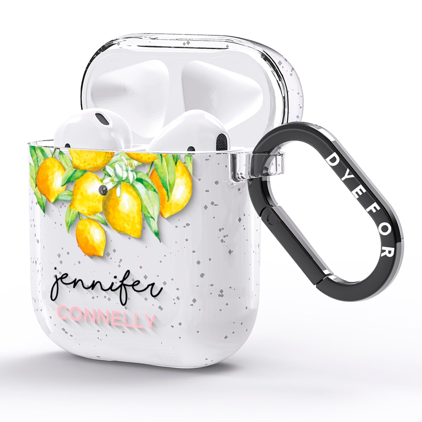 Personalised Lemons Drop AirPods Glitter Case Side Image