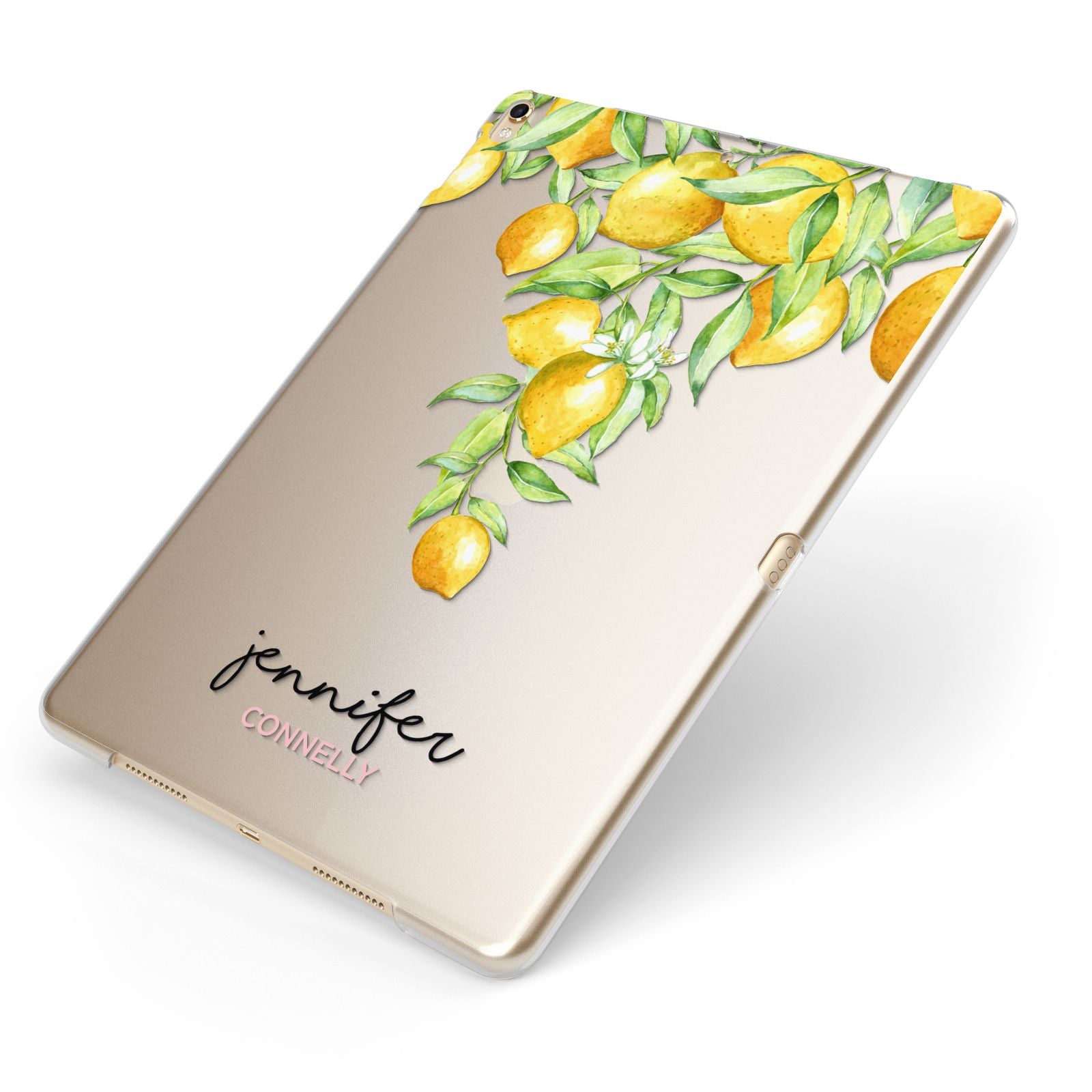 Personalised Lemons Drop Apple iPad Case on Gold iPad Side View