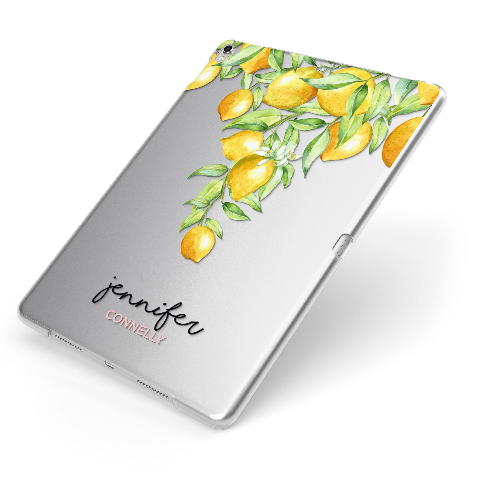 Personalised Lemons Drop Apple iPad Case on Silver iPad Side View