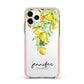 Personalised Lemons Drop Apple iPhone 11 Pro in Silver with Pink Impact Case