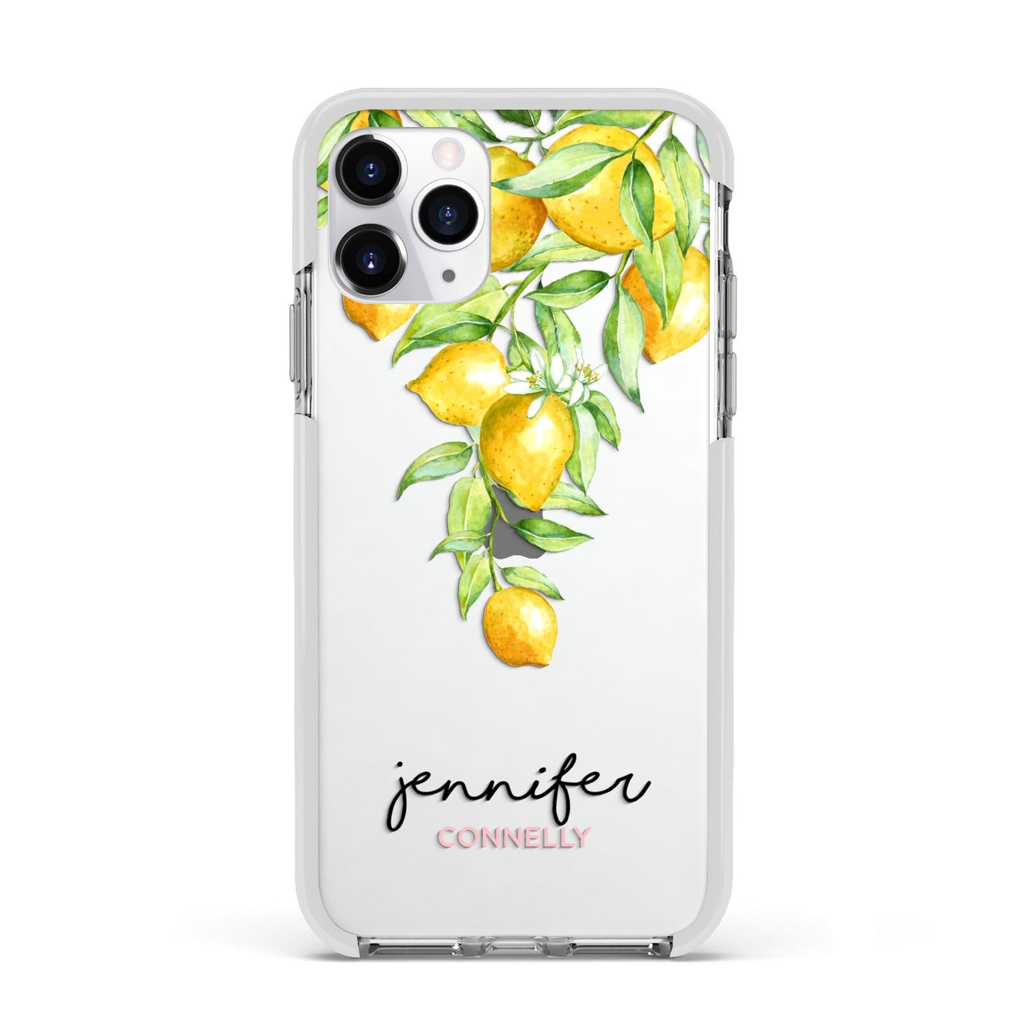 Personalised Lemons Drop Apple iPhone 11 Pro in Silver with White Impact Case