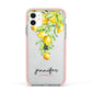 Personalised Lemons Drop Apple iPhone 11 in White with Pink Impact Case