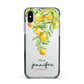 Personalised Lemons Drop Apple iPhone Xs Impact Case Black Edge on Silver Phone