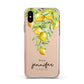 Personalised Lemons Drop Apple iPhone Xs Impact Case Pink Edge on Gold Phone