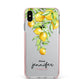 Personalised Lemons Drop Apple iPhone Xs Max Impact Case Pink Edge on Silver Phone