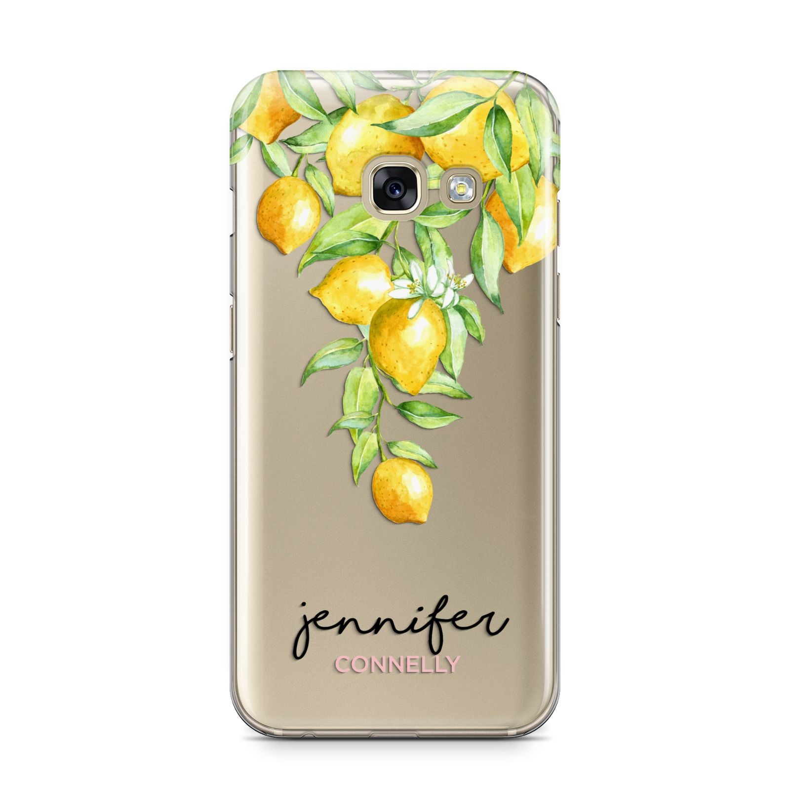 Personalised Lemons Drop Samsung Galaxy A3 2017 Case on gold phone
