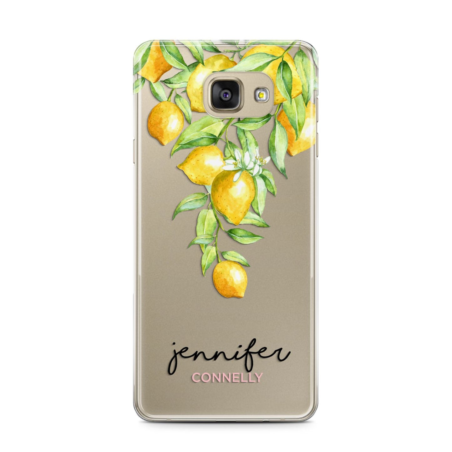 Personalised Lemons Drop Samsung Galaxy A7 2016 Case on gold phone
