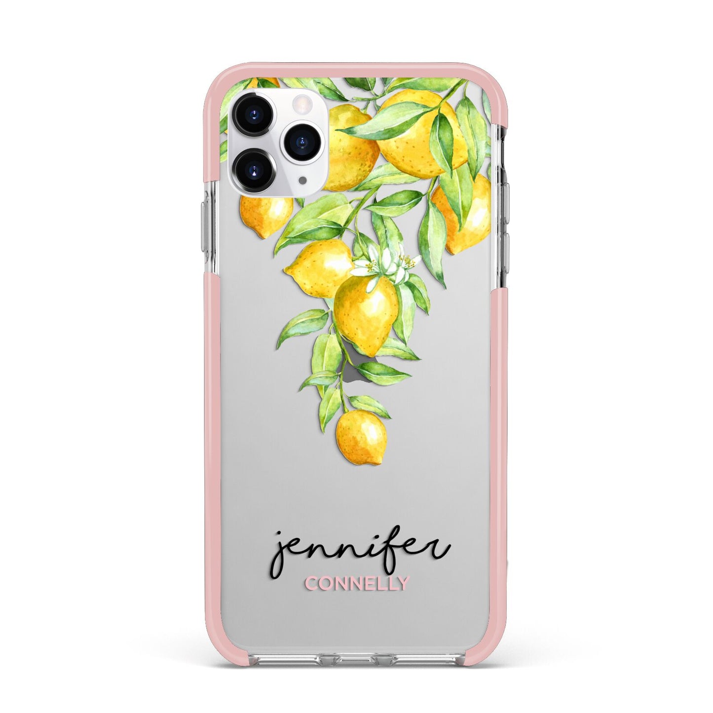 Personalised Lemons Drop iPhone 11 Pro Max Impact Pink Edge Case
