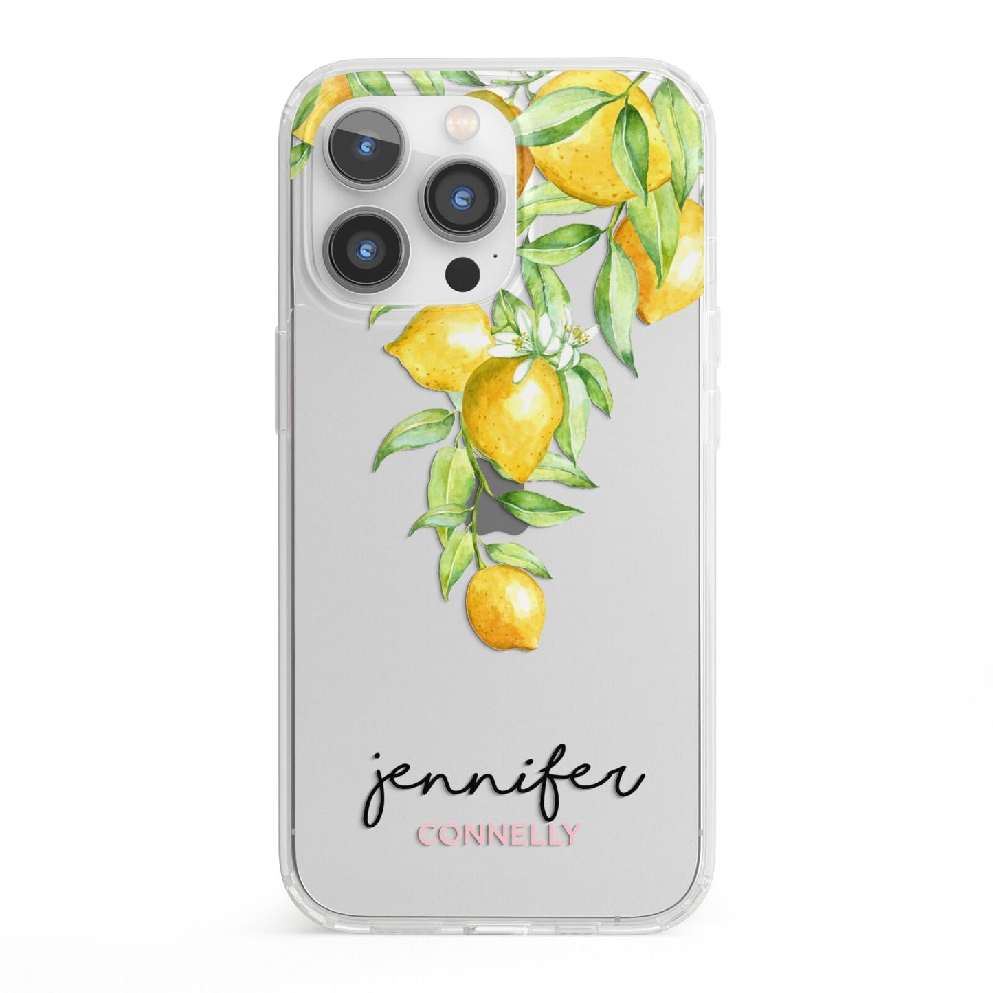 Personalised Lemons Drop iPhone 13 Pro Clear Bumper Case