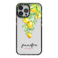Personalised Lemons Drop iPhone 13 Pro Max Black Impact Case on Silver phone
