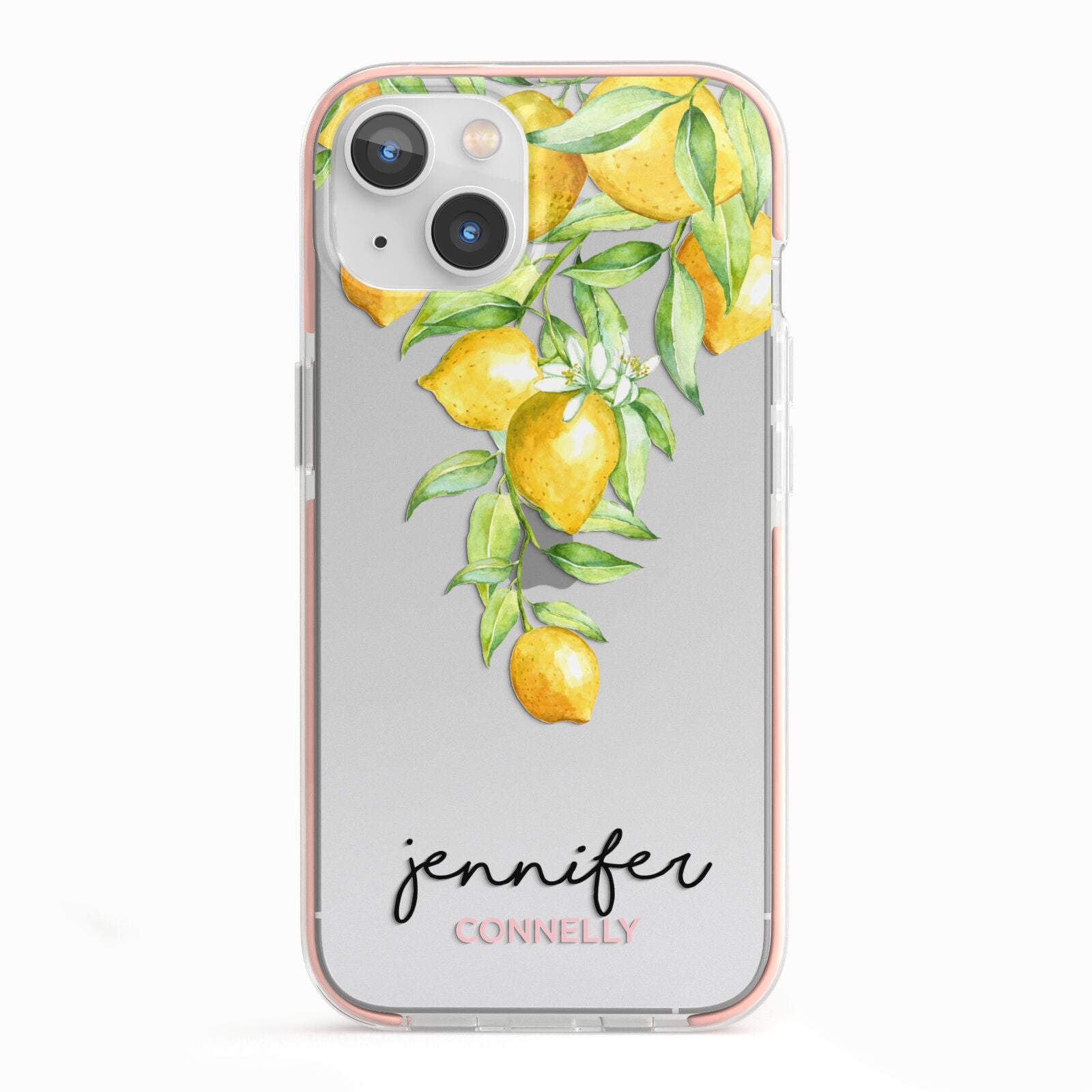 Personalised Lemons Drop iPhone 13 TPU Impact Case with Pink Edges