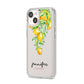 Personalised Lemons Drop iPhone 14 Clear Tough Case Starlight Angled Image