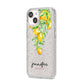 Personalised Lemons Drop iPhone 14 Glitter Tough Case Starlight Angled Image