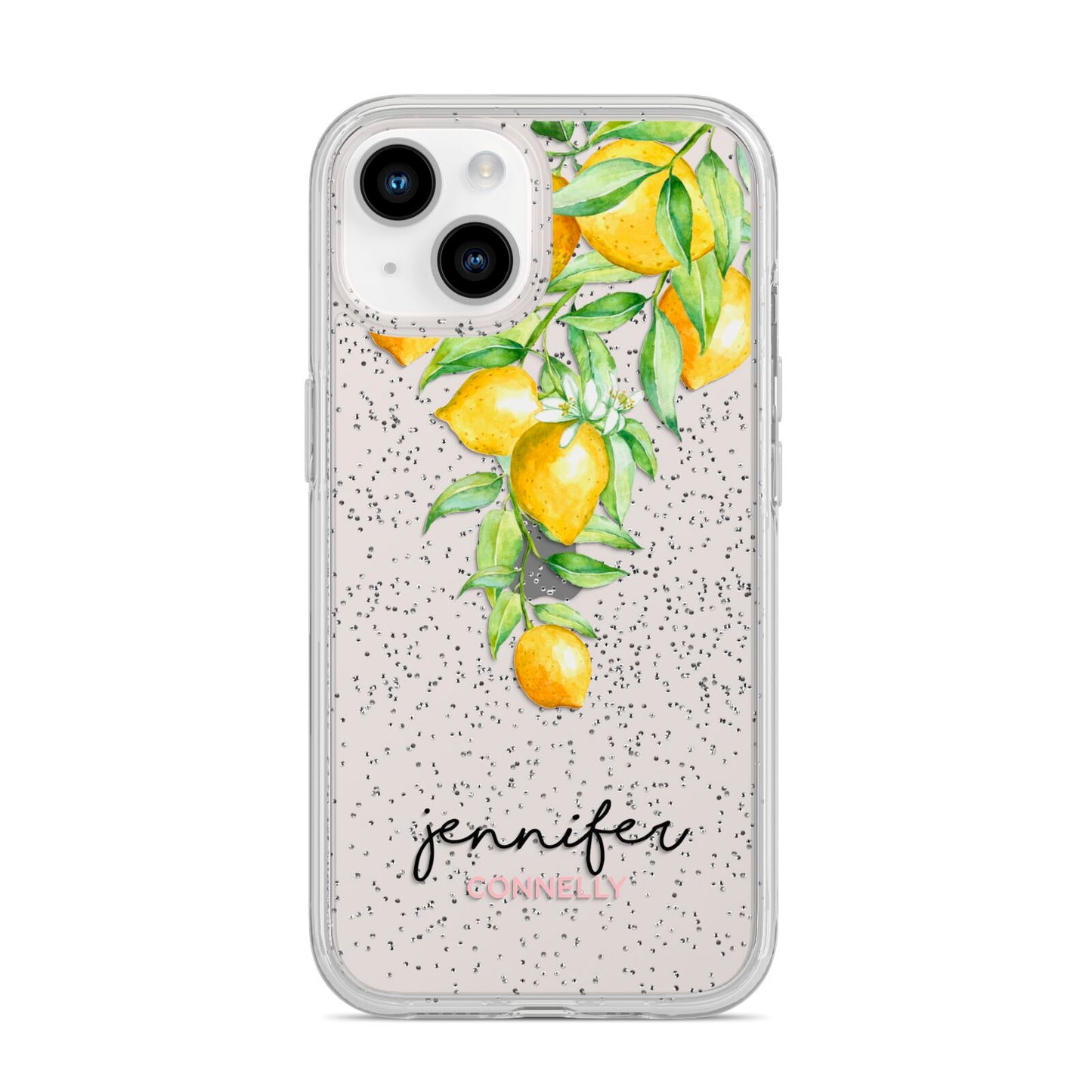 Personalised Lemons Drop iPhone 14 Glitter Tough Case Starlight