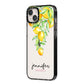 Personalised Lemons Drop iPhone 14 Plus Black Impact Case Side Angle on Silver phone