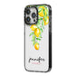 Personalised Lemons Drop iPhone 14 Pro Max Black Impact Case Side Angle on Silver phone