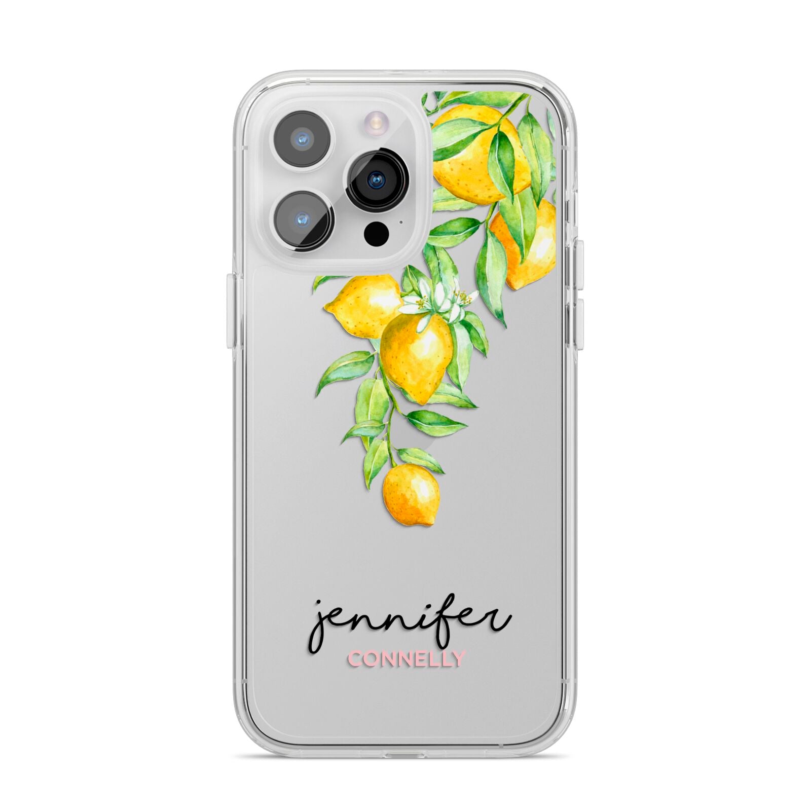 Personalised Lemons Drop iPhone 14 Pro Max Clear Tough Case Silver