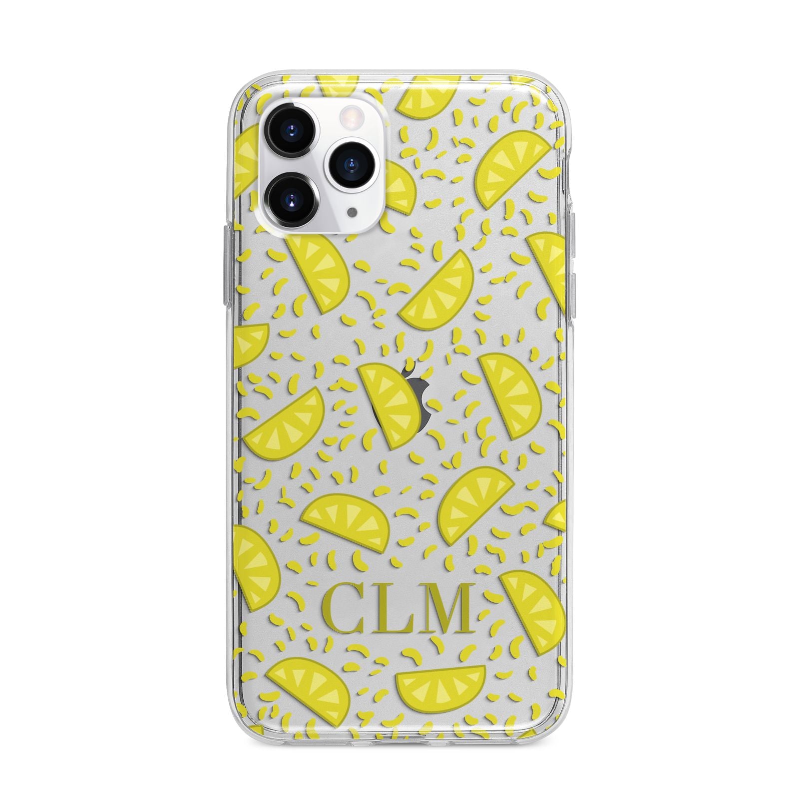 Personalised Lemons Initials Clear Apple iPhone 11 Pro Max in Silver with Bumper Case