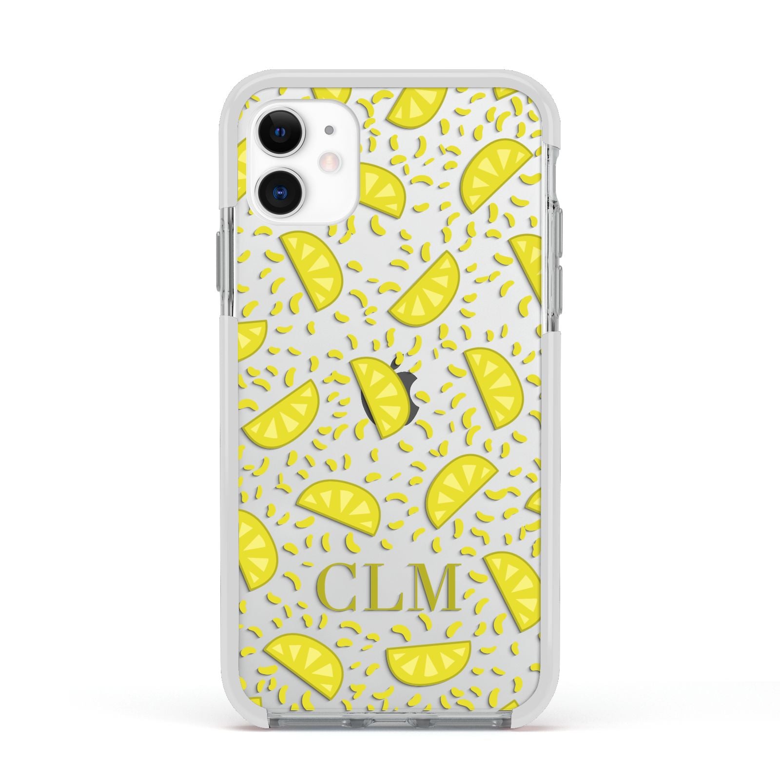 Personalised Lemons Initials Clear Apple iPhone 11 in White with White Impact Case