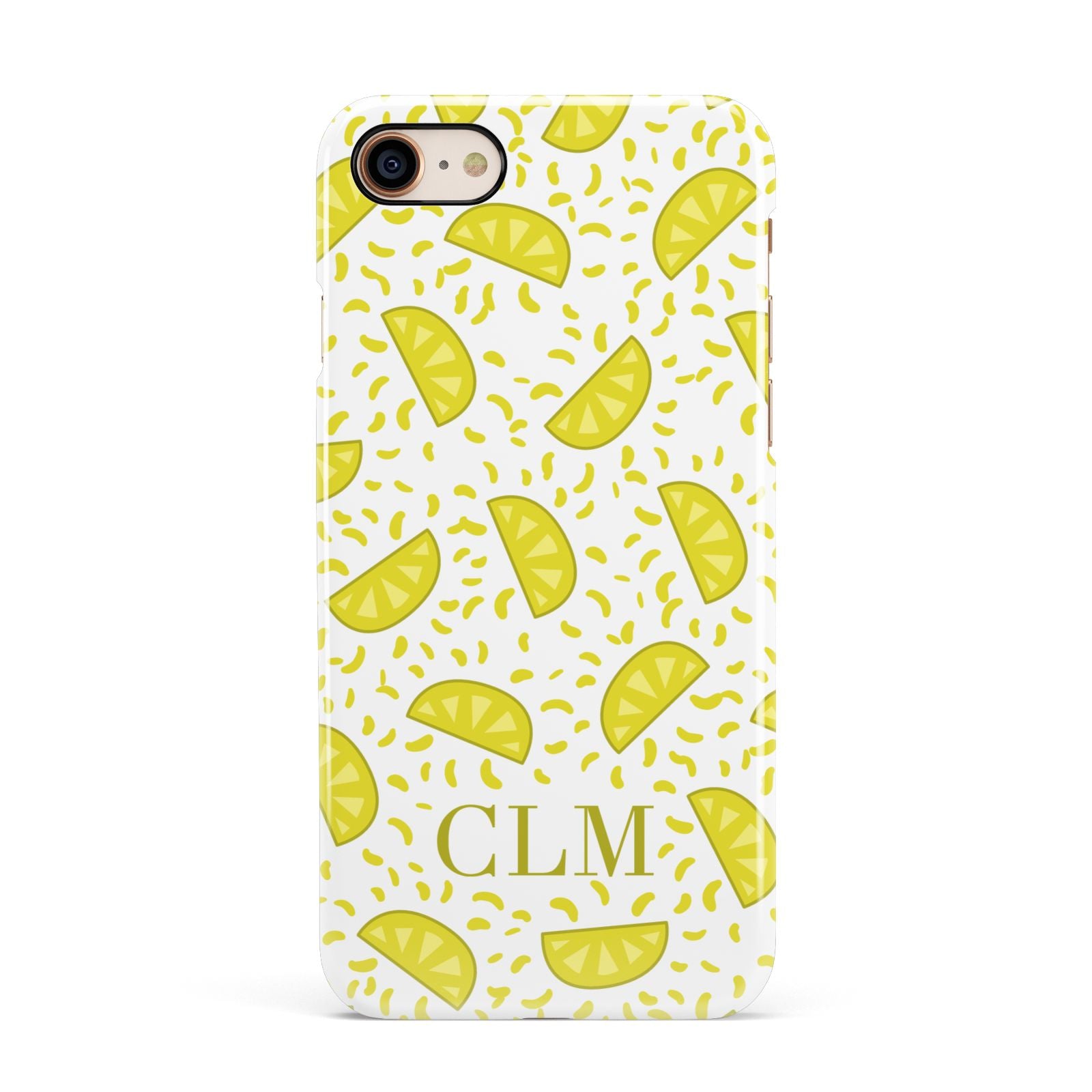 Personalised Lemons Initials Clear Apple iPhone 7 8 3D Snap Case