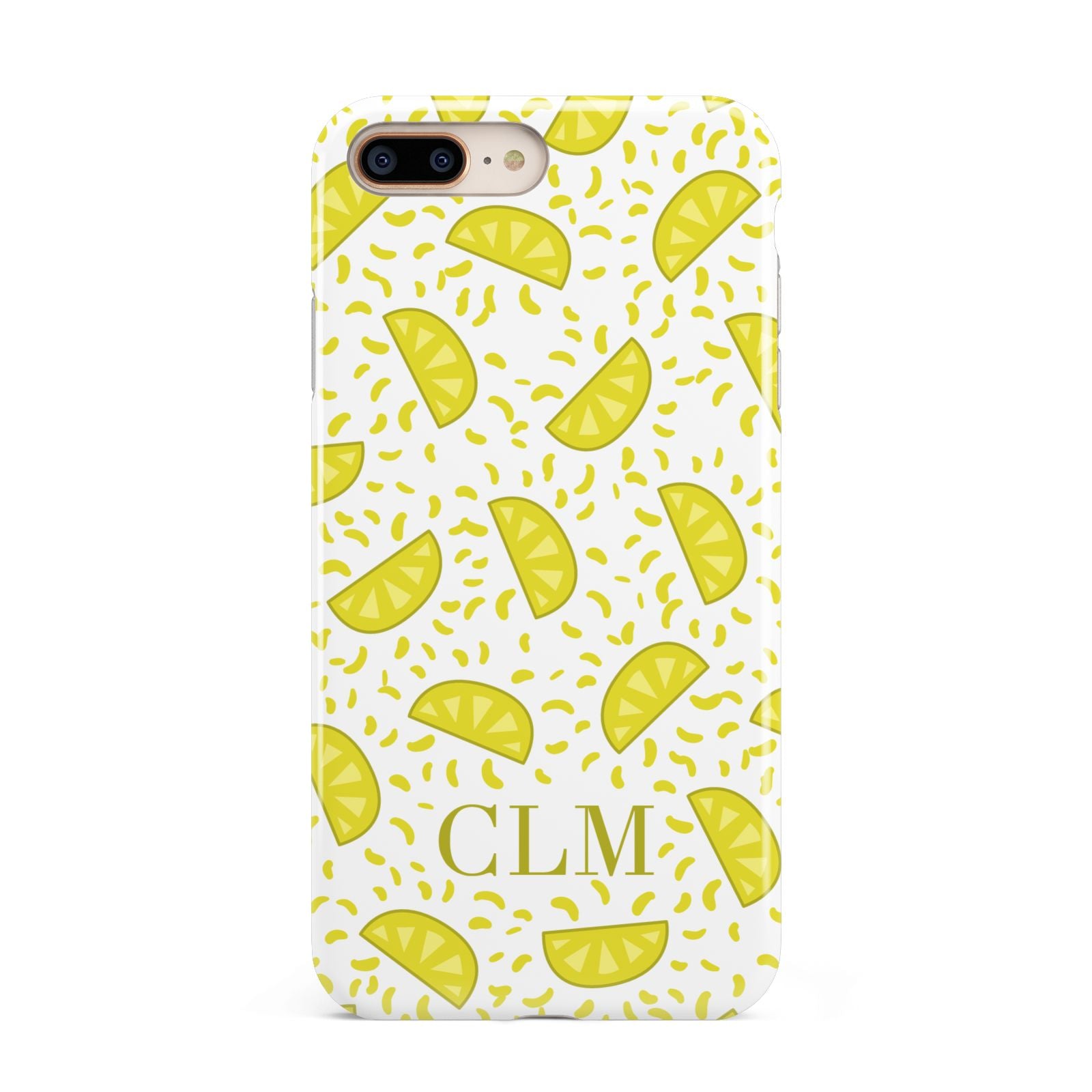 Personalised Lemons Initials Clear Apple iPhone 7 8 Plus 3D Tough Case