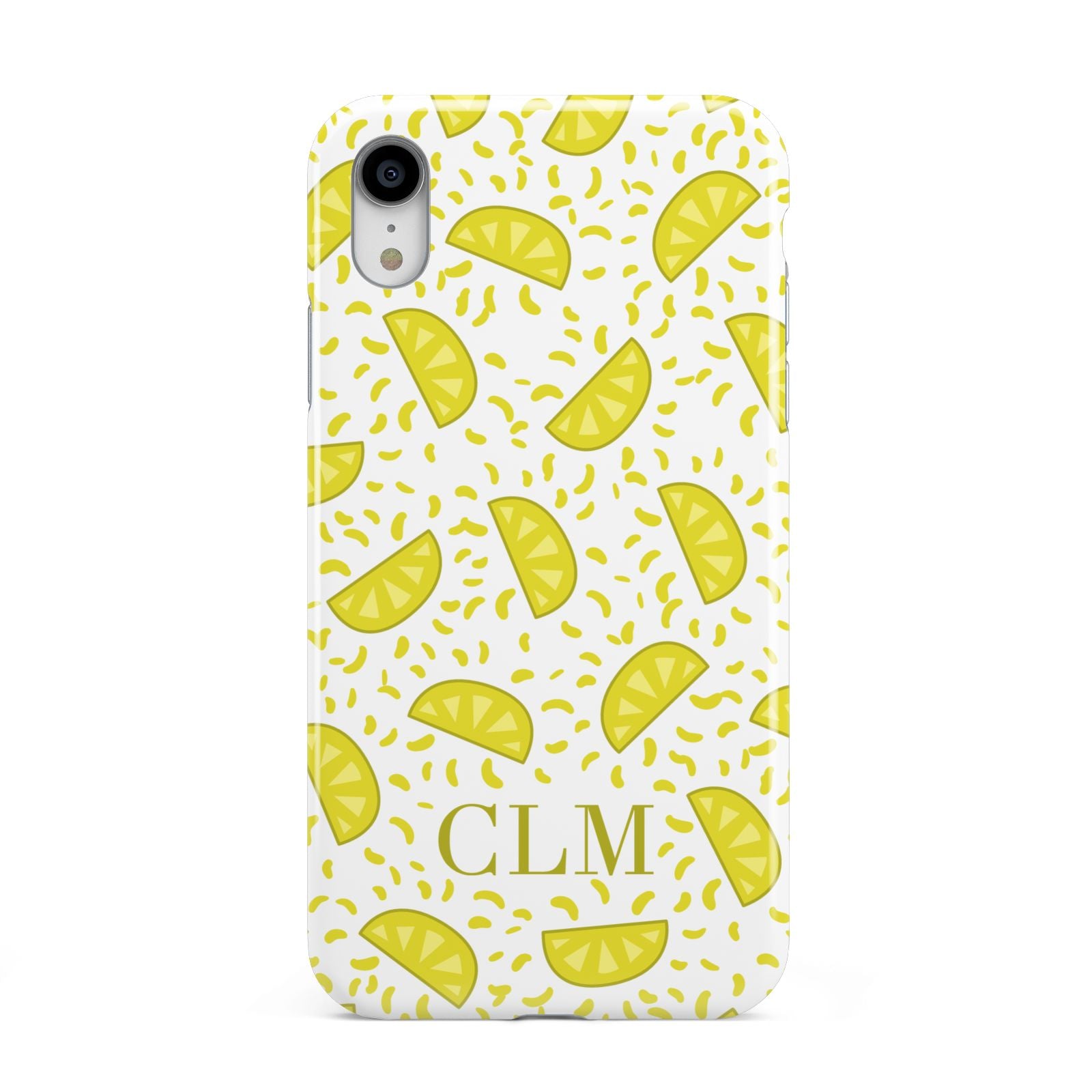 Personalised Lemons Initials Clear Apple iPhone XR White 3D Tough Case