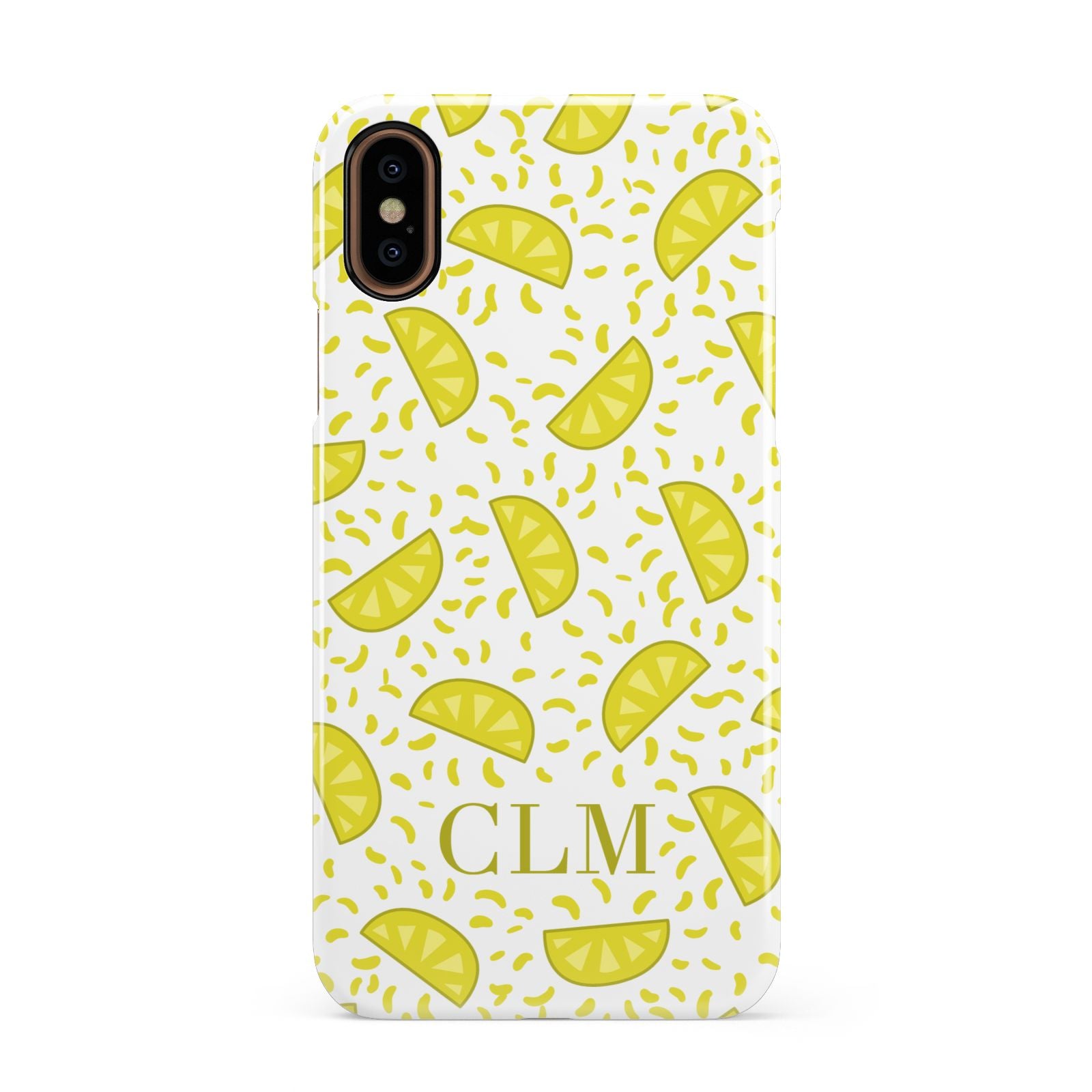 Personalised Lemons Initials Clear Apple iPhone XS 3D Snap Case