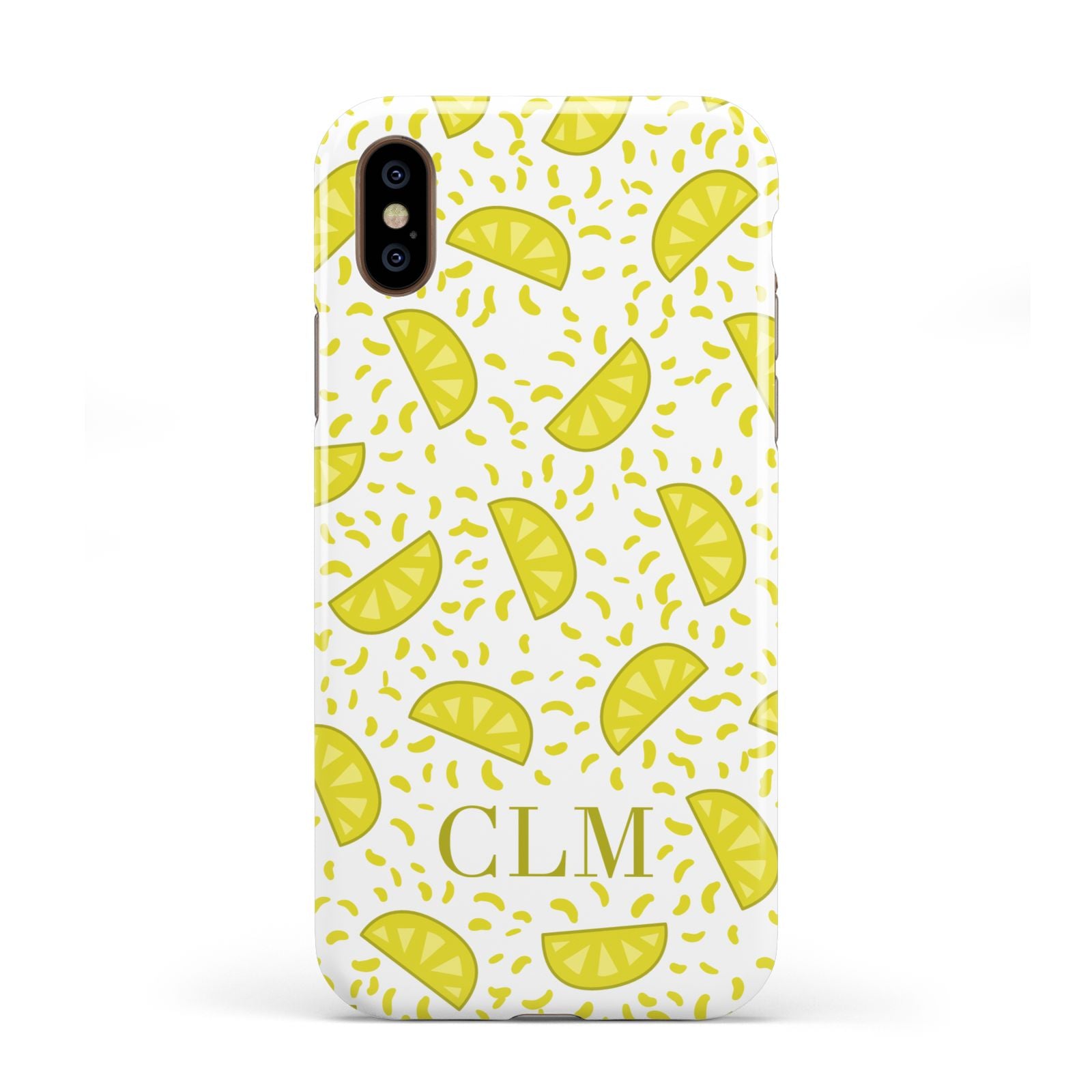 Personalised Lemons Initials Clear Apple iPhone XS 3D Tough
