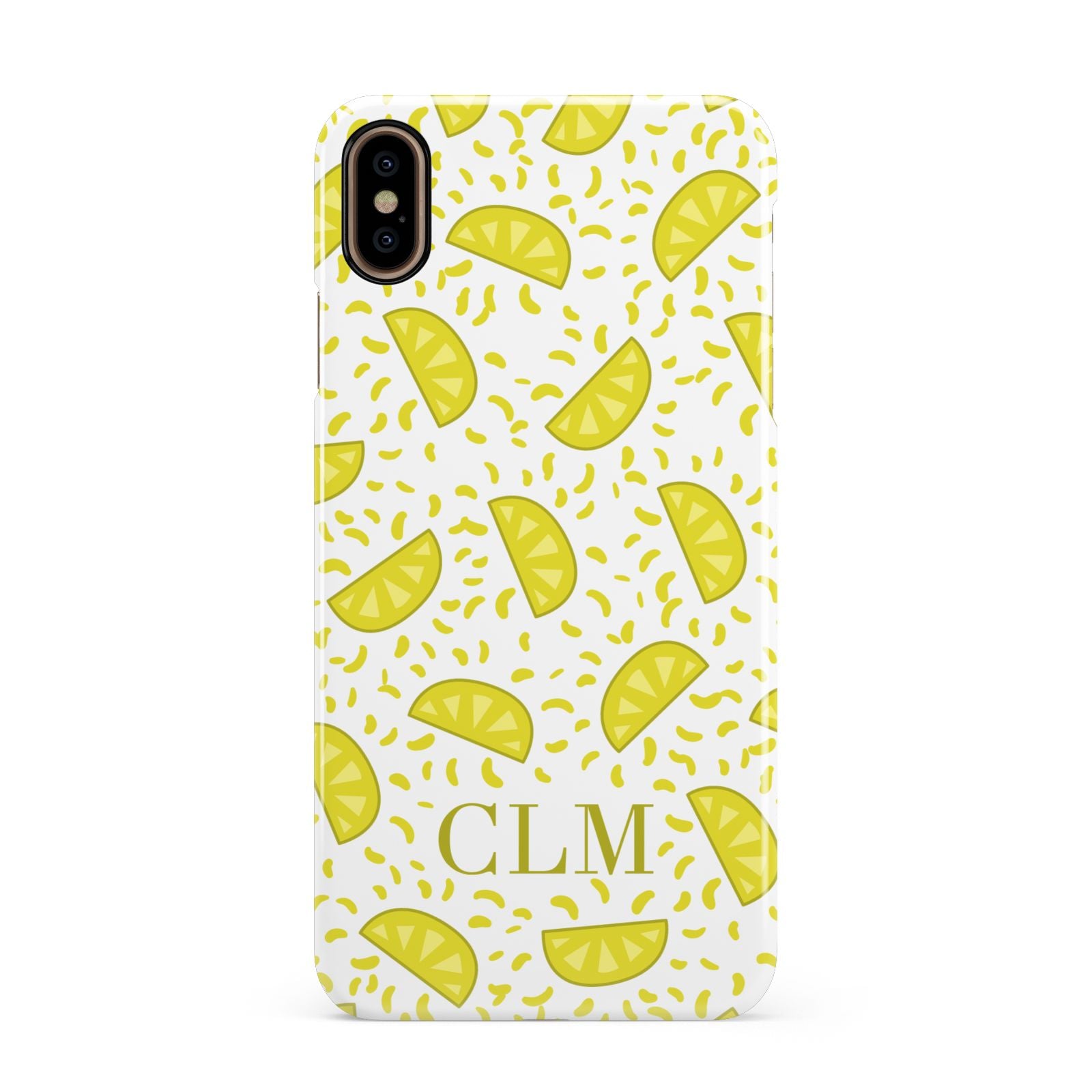 Personalised Lemons Initials Clear Apple iPhone Xs Max 3D Snap Case